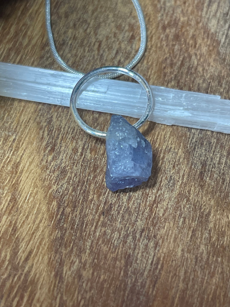 Iolite Silver Pendant & Chain - Emotional Healing - Journeying