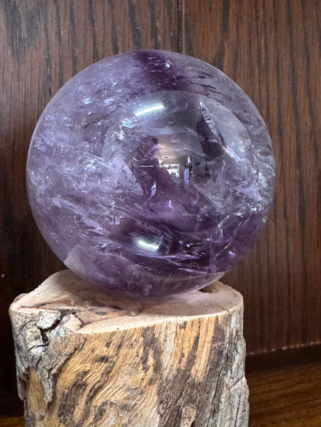 Amethyst Sphere – polished purple crystal sphere symbolising peace, intuition and healing, Inspired By 3 Australia.