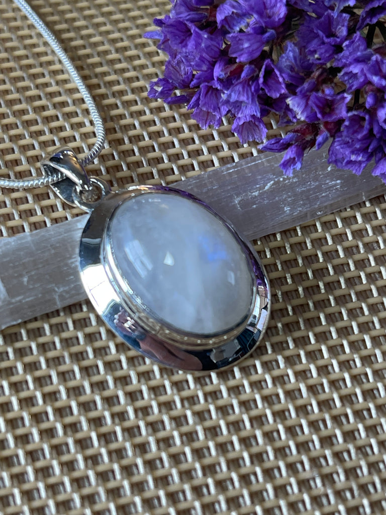 Moonstone Rainbow Silver Pendant & Chain - “My mind is open to new possibilities and opportunities”.