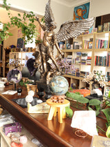 The Enchanted Realm – Magnificent 5.45kg Labradorite Sphere with Hand-Carved Wooden Stand