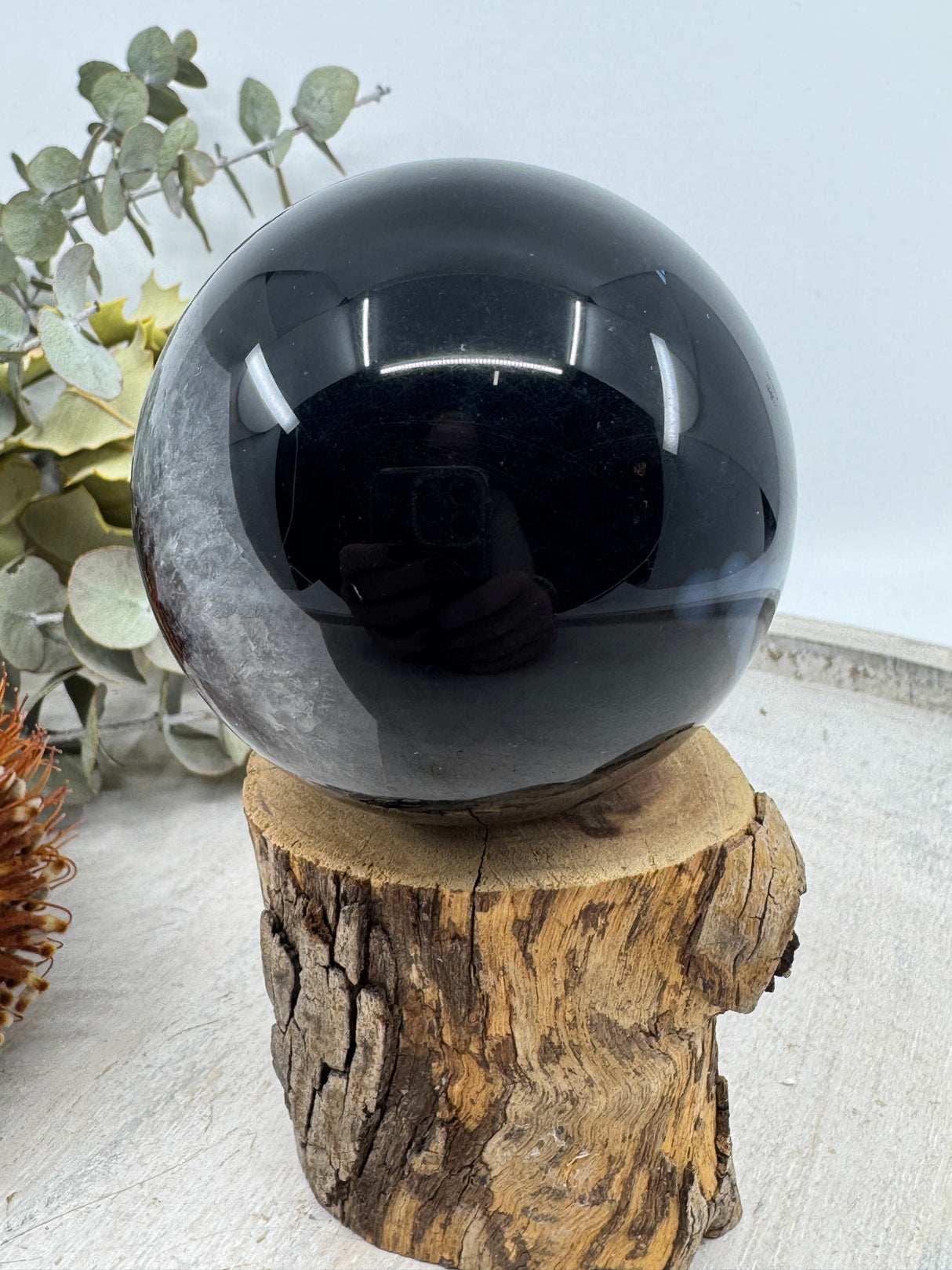 Banded Black Agate Sphere 377g (6.6cm) – Stone of Strength, Grounding & Emotional Stability
