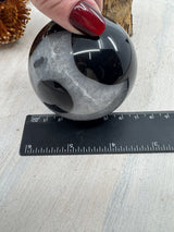 Banded Black Agate Sphere 377g (6.6cm) – Stone of Strength, Grounding & Emotional Stability