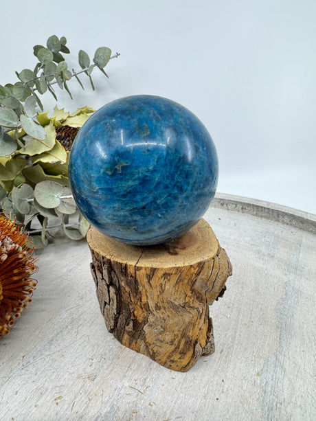Blue Apatite Sphere 267g (5.5cm) – Stone of Inspiration, Clarity & Communication