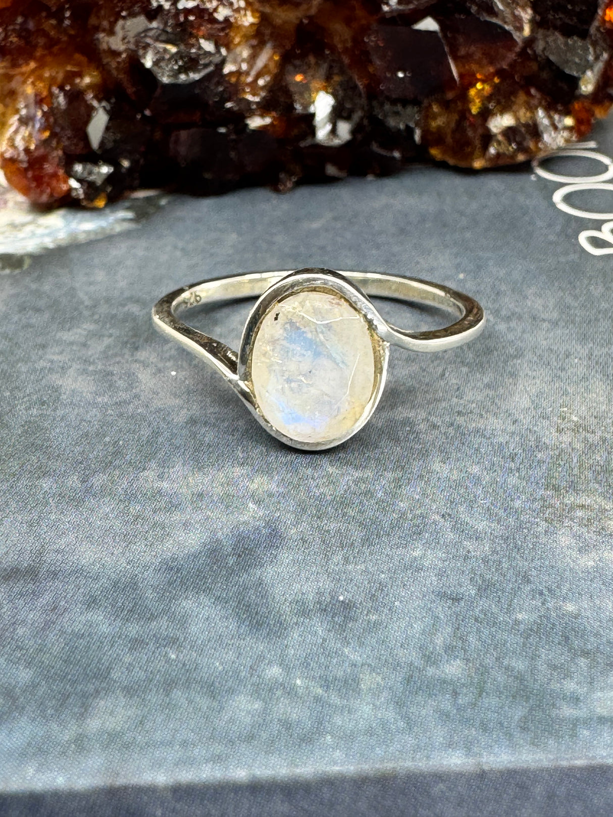 Rainbow Moonstone Ring Size 10 - “My mind is open to new possibilities and opportunities”.