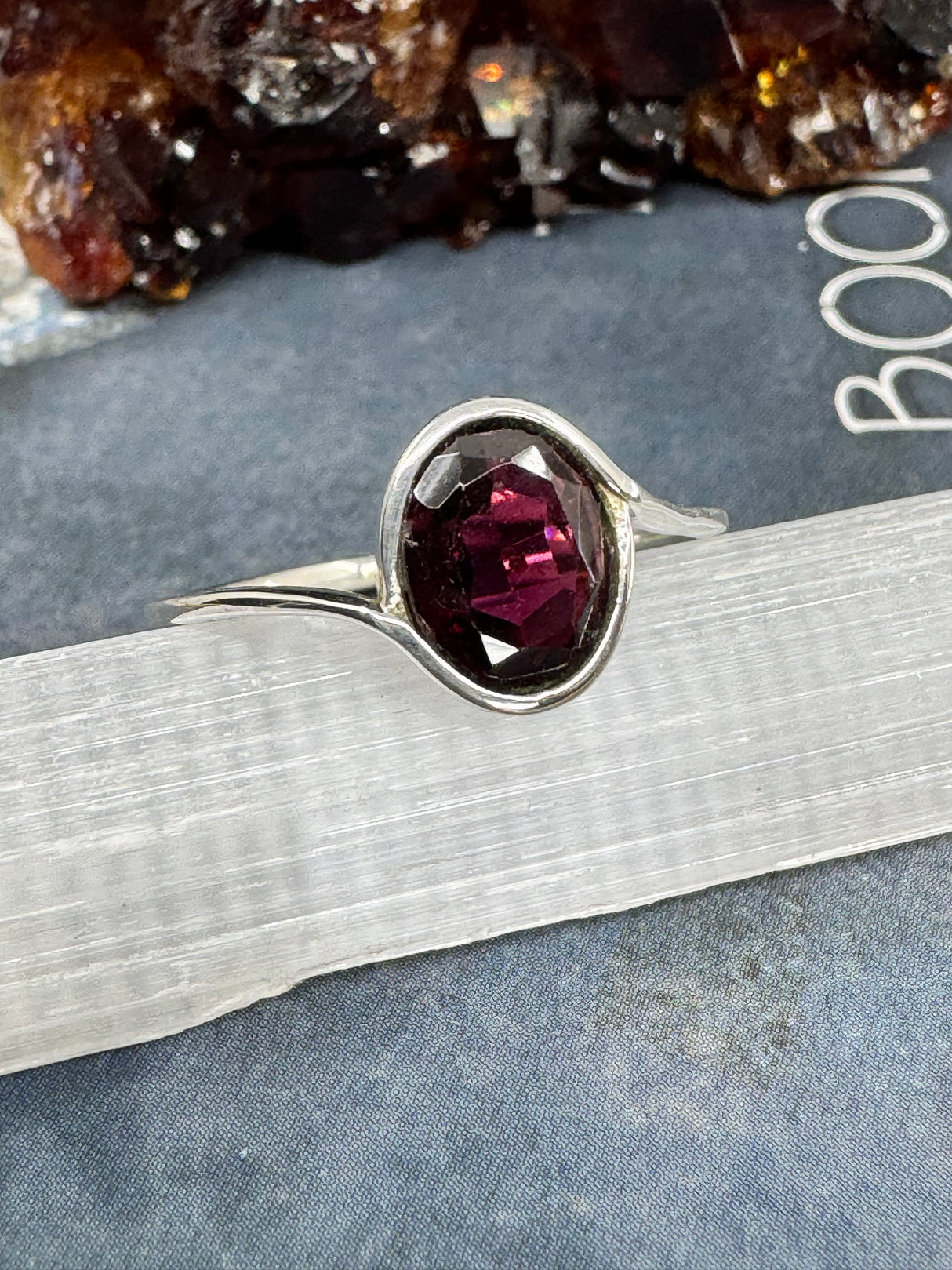 Garnet Silver Ring Size 9 - "I am passionate and enthusiastic in all areas of my life."