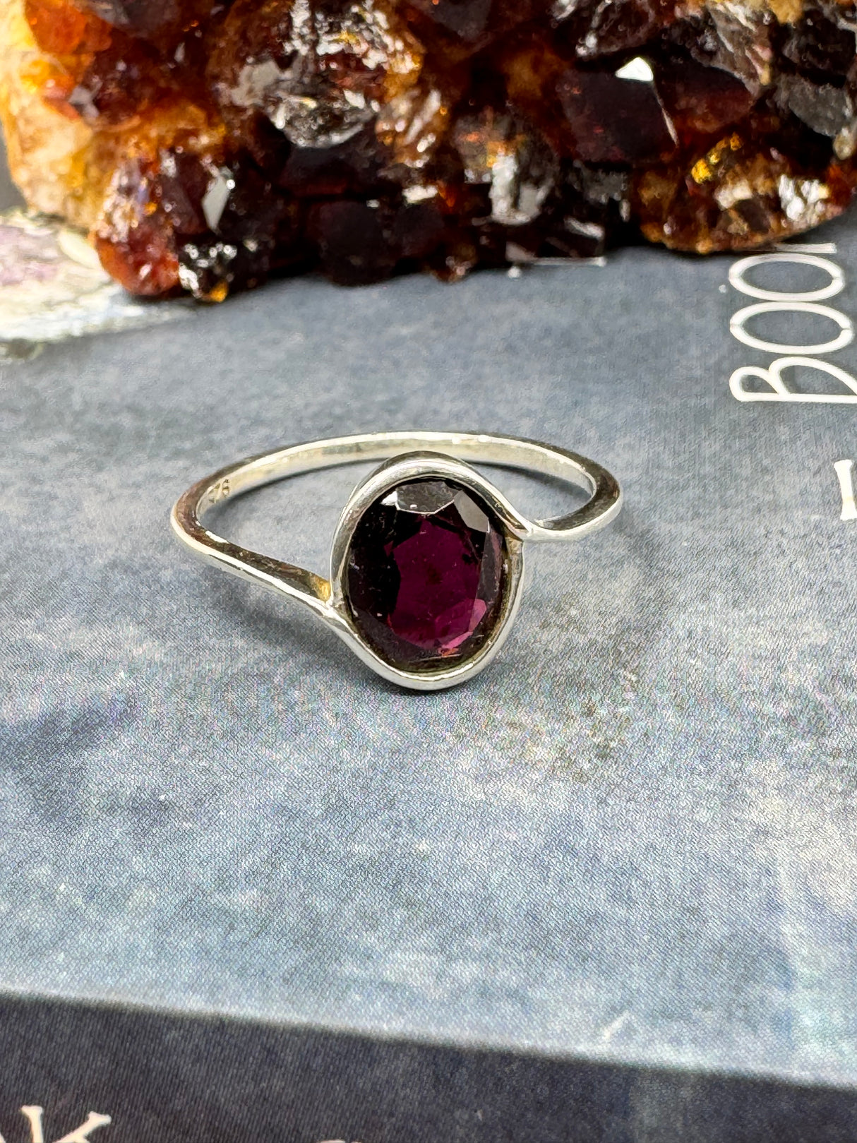Garnet Silver Ring Size 9 - "I am passionate and enthusiastic in all areas of my life."