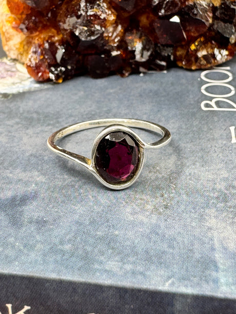 Garnet Silver Ring Size 10 - "I am passionate and enthusiastic in all areas of my life."