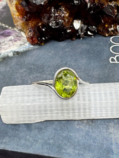 Peridot Silver Ring Size 10 -  “I welcome abundance in all areas of my life”.