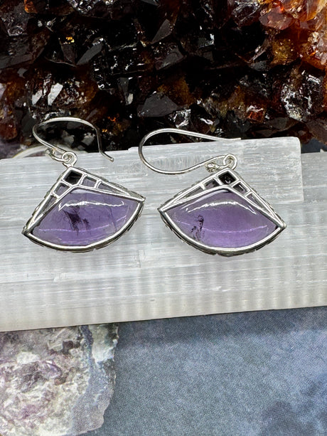 Amethyst Silver Drop Earrings- “I trust my intuition and allow it to guide me each day”