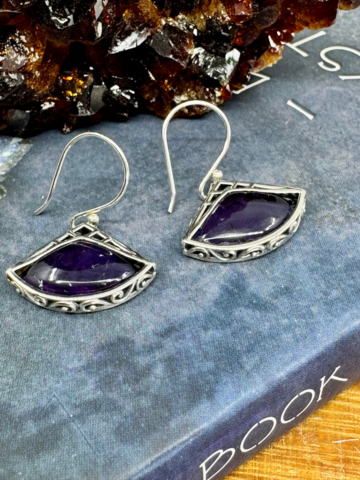Amethyst Silver Drop Earrings- “I trust my intuition and allow it to guide me each day”