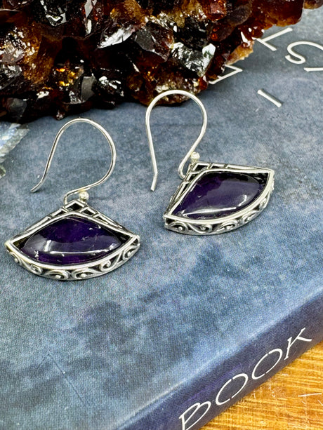 Amethyst Silver Drop Earrings- “I trust my intuition and allow it to guide me each day”