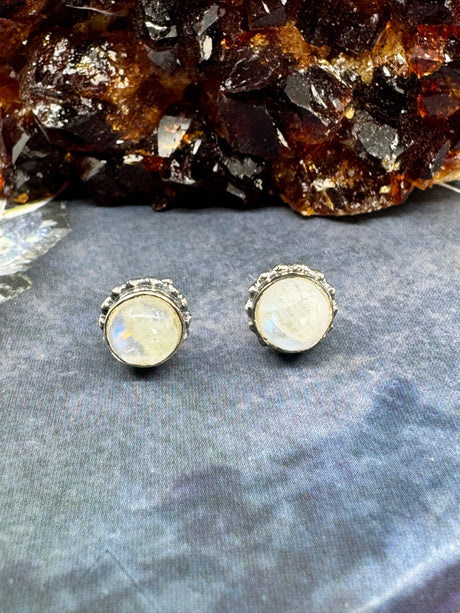 Moonstone Stud Silver Earrings - “My mind is open to new possibilities and opportunities”.