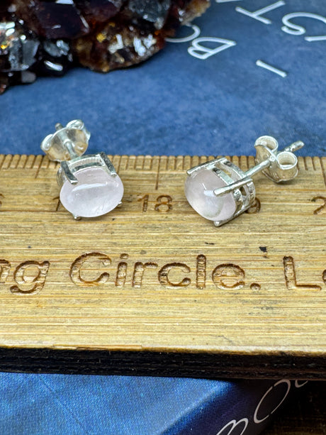 Rose Quartz Silver Stud Earring - “I radiate love, beauty, confidence and grace”.