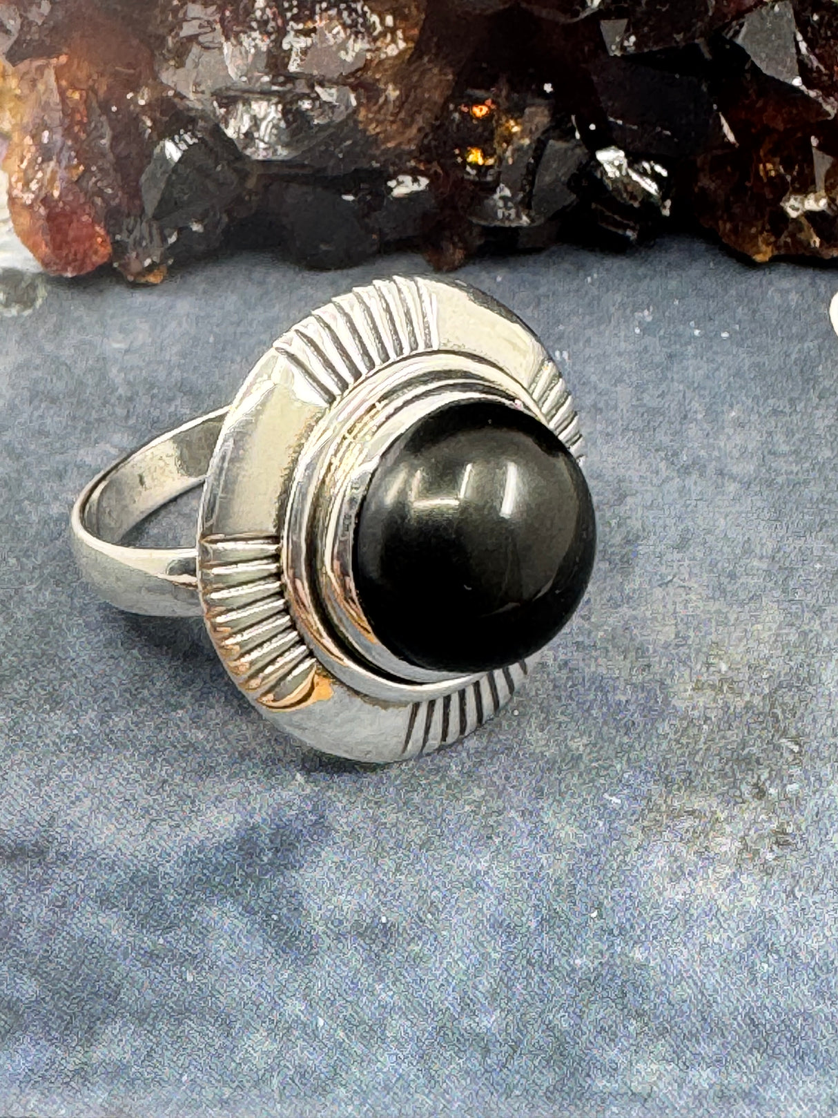 Black Onyx Silver Ring Size 8 - "I am focused and can do anything I set my mind to."