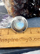 Rainbow Moonstone Silver Ring Size 8 - “My mind is open to new possibilities and opportunities”.