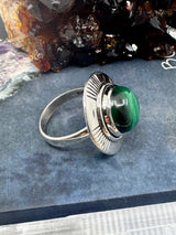 Malachite Silver Ring Size 8 - "I choose to radiate love, kindness, and positive energy."