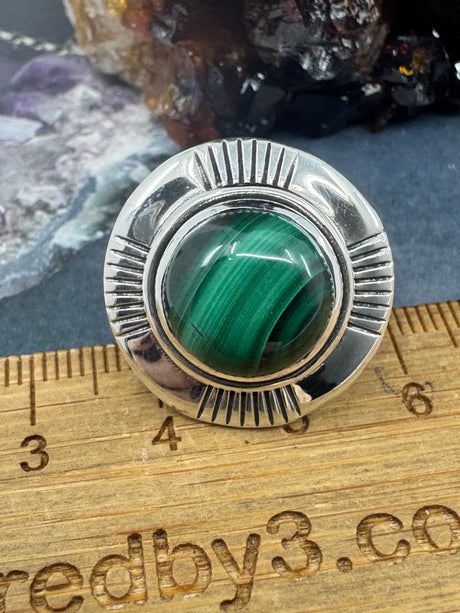 Malachite Silver Ring Size 8 - "I choose to radiate love, kindness, and positive energy."