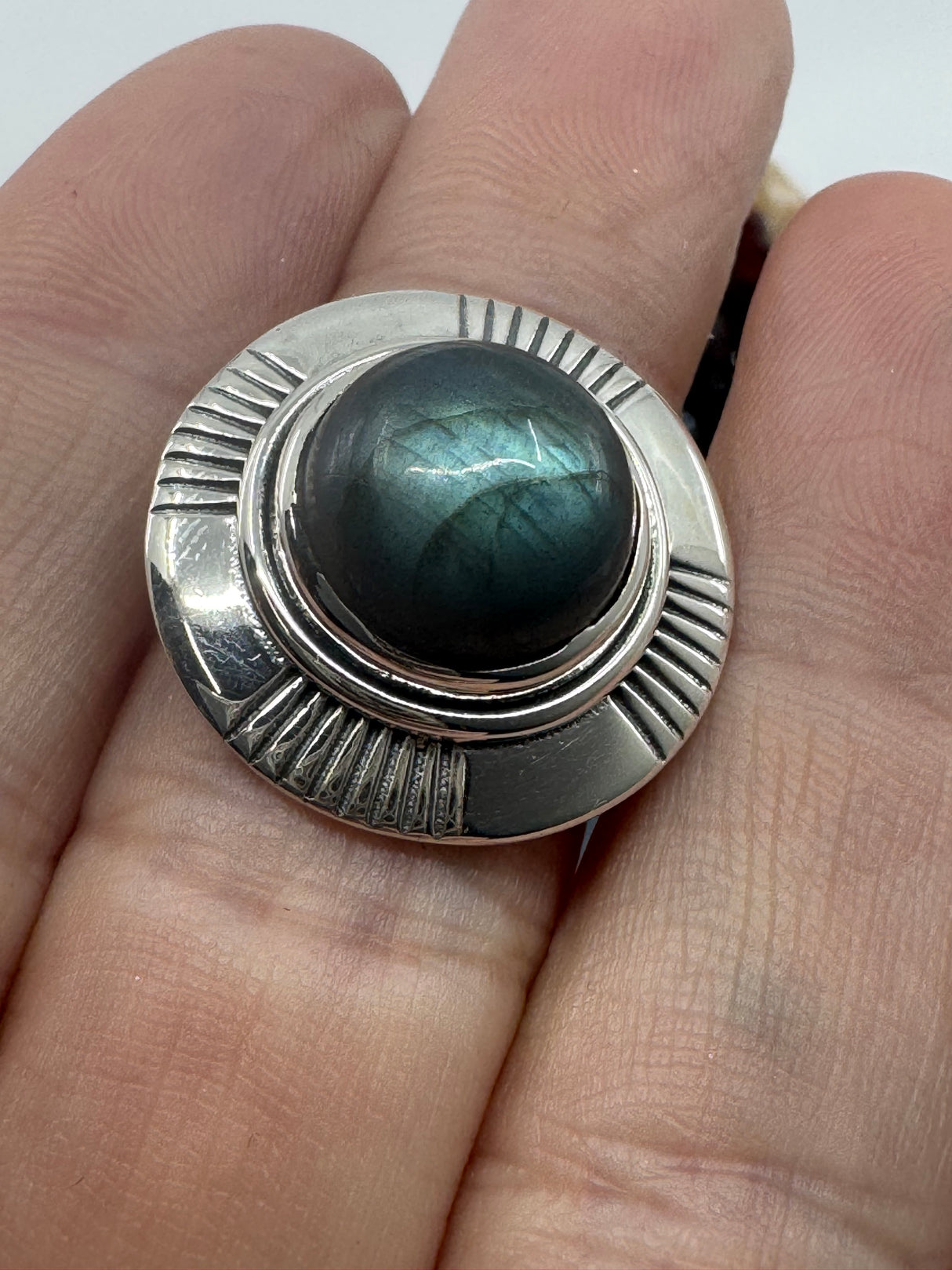 Labradorite Silver Ring Size 8 -  “I welcome change and transformation into my life”.