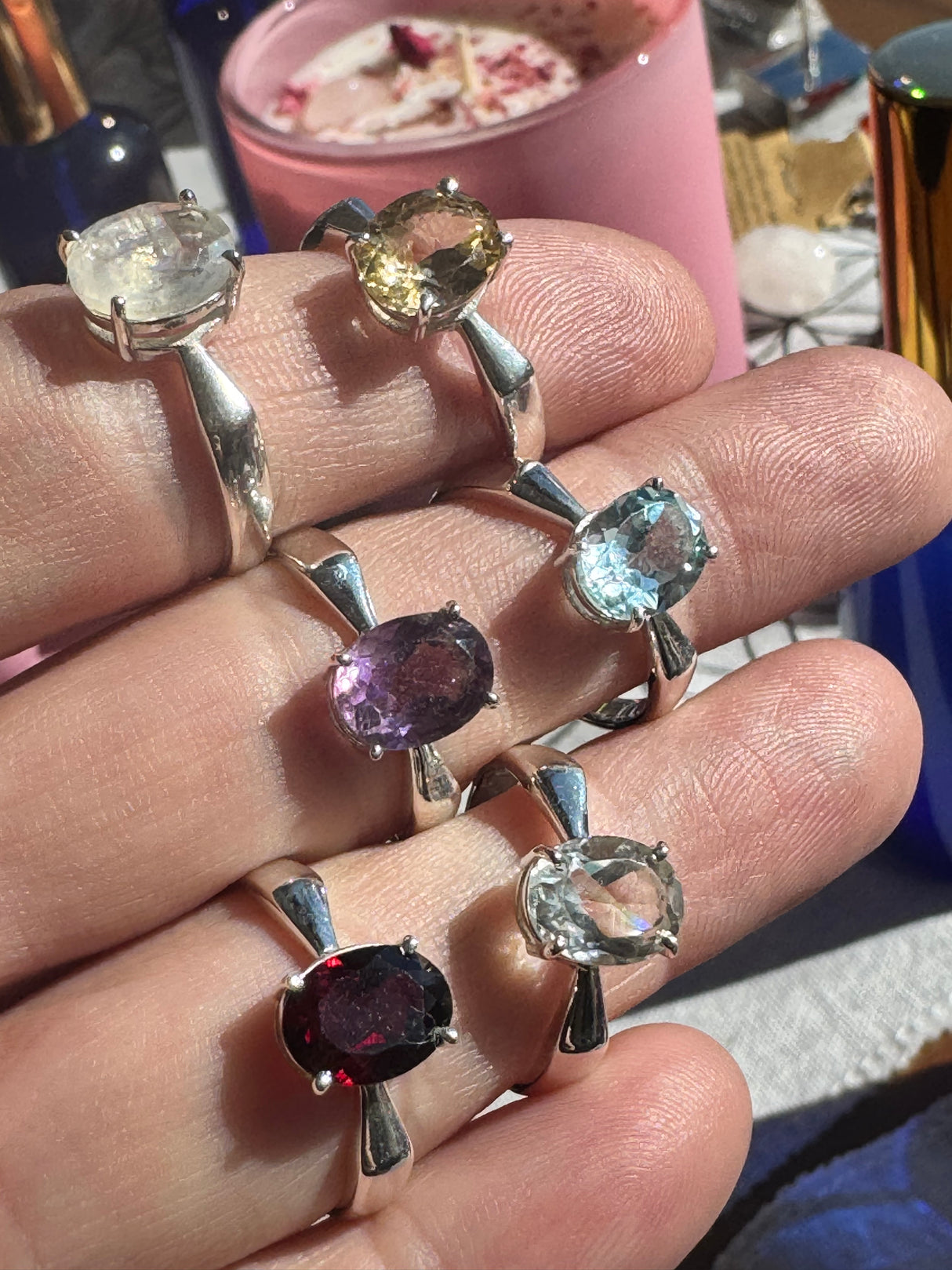 Rainbow Moonstone Silver Ring Size 9 - “My mind is open to new possibilities and opportunities”.