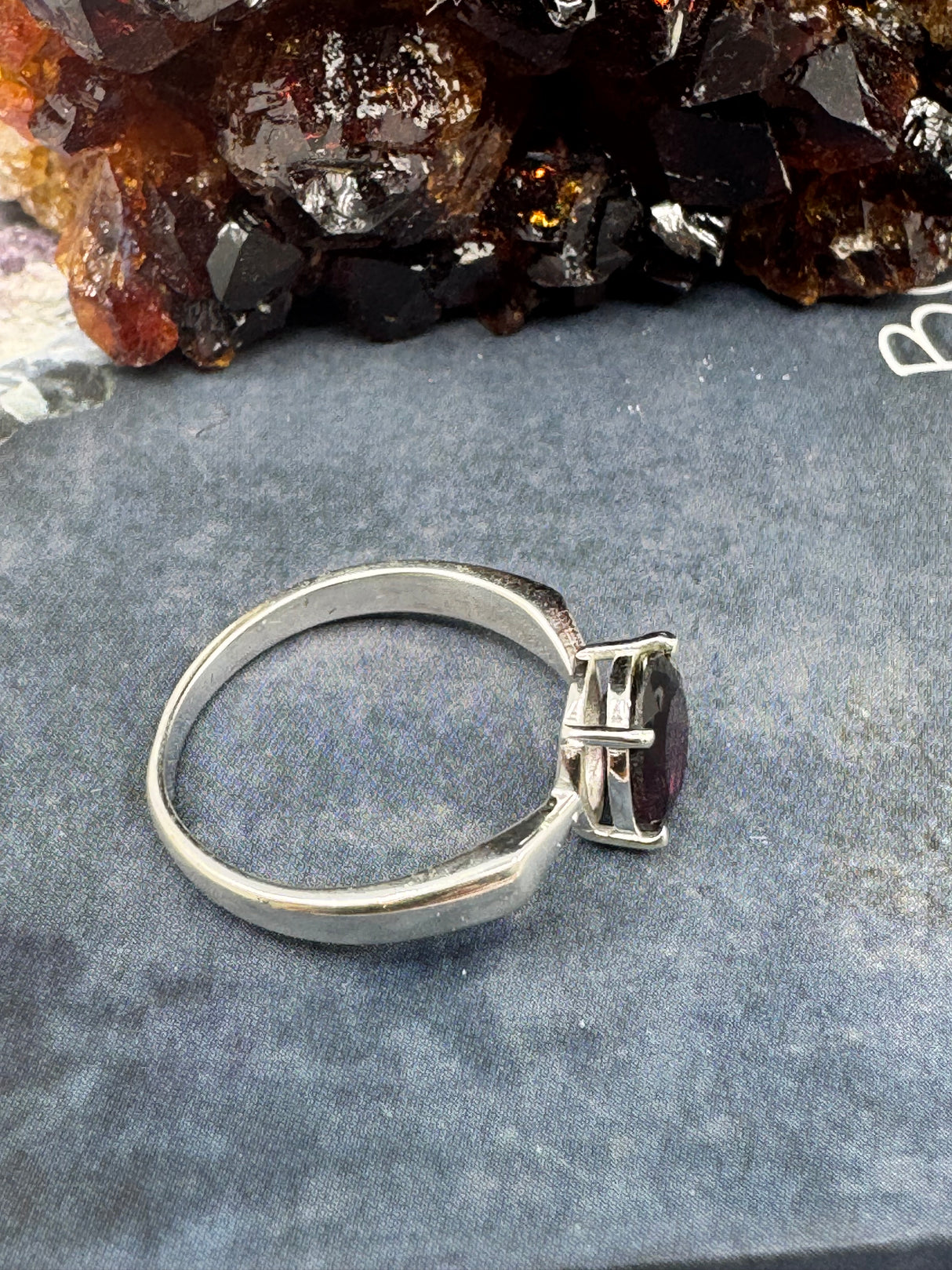 Garnet Silver Ring Size 8 - "I am passionate and enthusiastic in all areas of my life."