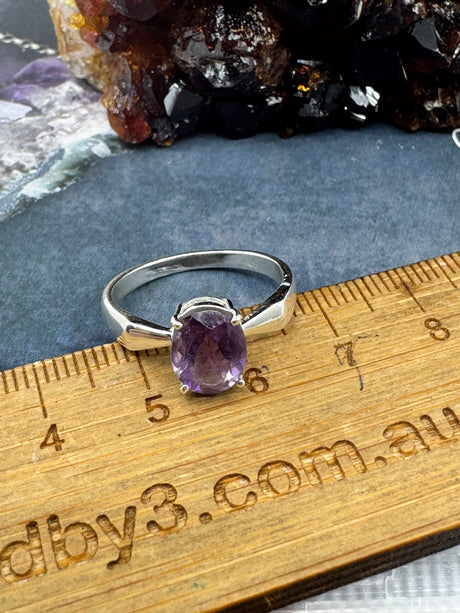 Amethyst Silver Ring Size 8 - “I trust my intuition and allow it to guide me each day”