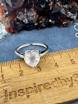Rose Quartz Heart Silver Ring Size 9 - “I radiate love, beauty, confidence and grace”
