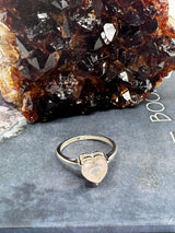 Rose Quartz Heart Silver Ring Size 9 - “I radiate love, beauty, confidence and grace”