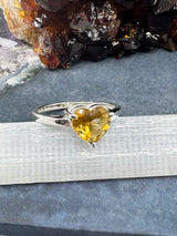 Citrine Heart Silver Ring Size 8 - “I am successful in all areas of life”