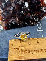 Citrine Heart Silver Ring Size 8 - “I am successful in all areas of life”