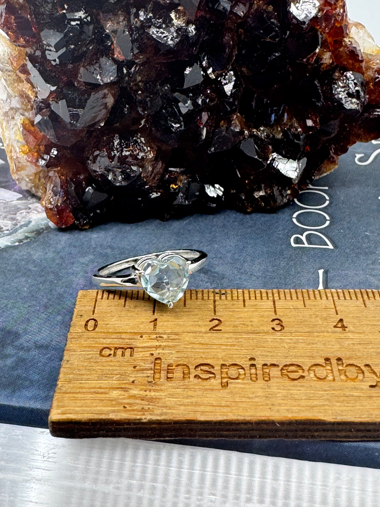 Blue Topaz Heart Silver Ring Size 9 - "I communicate my thoughts with confidence and clarity."