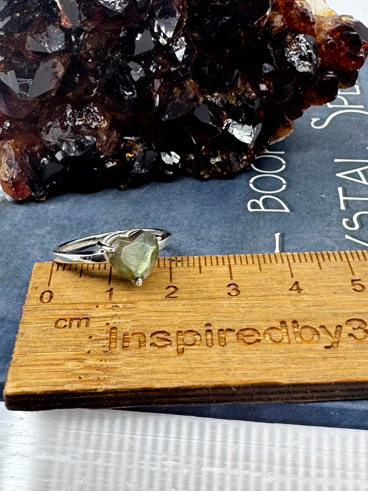 Labradorite Heart Silver Ring Size 8 -  “I welcome change and transformation into my life”.