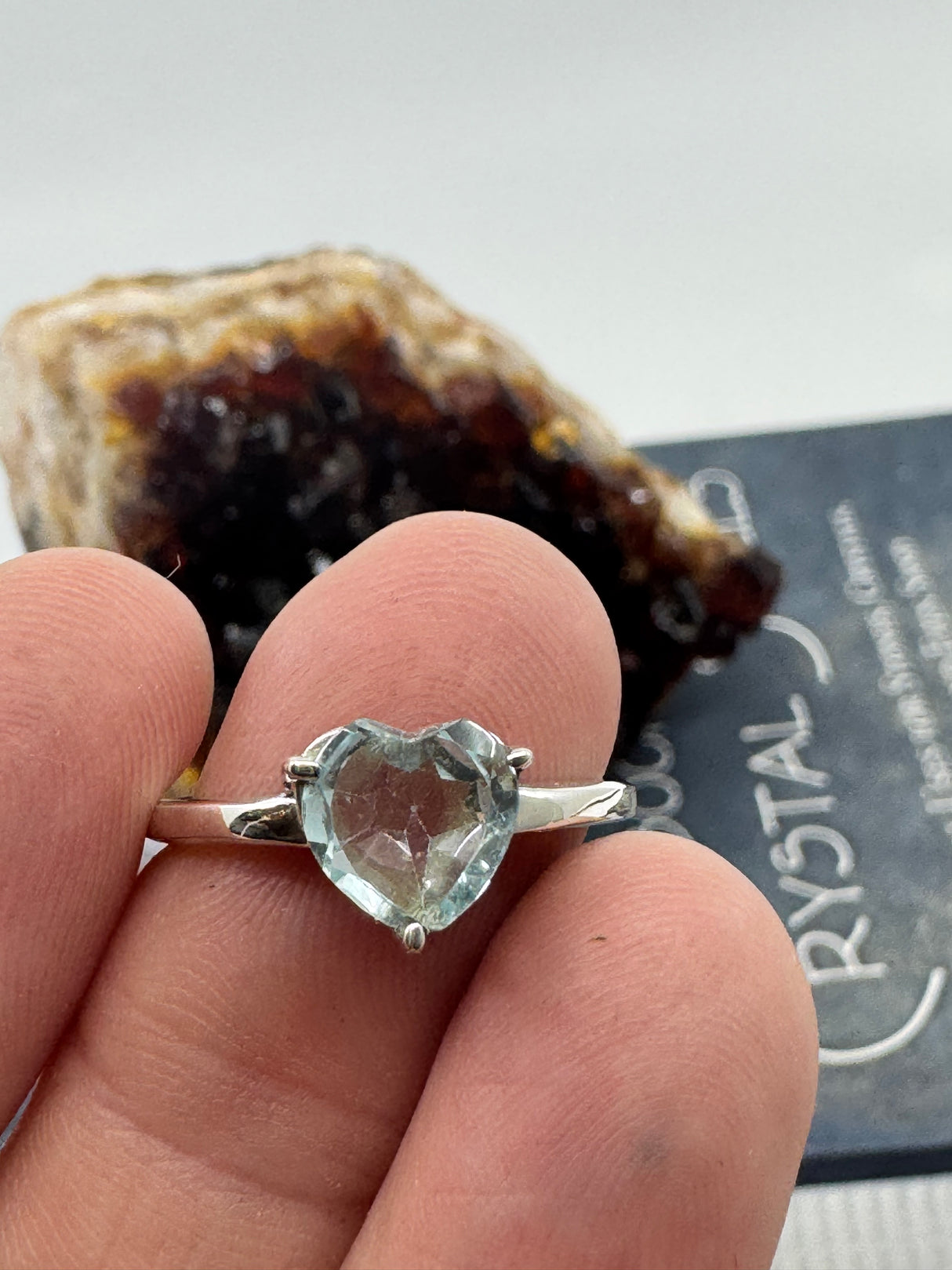 Blue Topaz Heart Silver Ring Size 9 - "I communicate my thoughts with confidence and clarity."