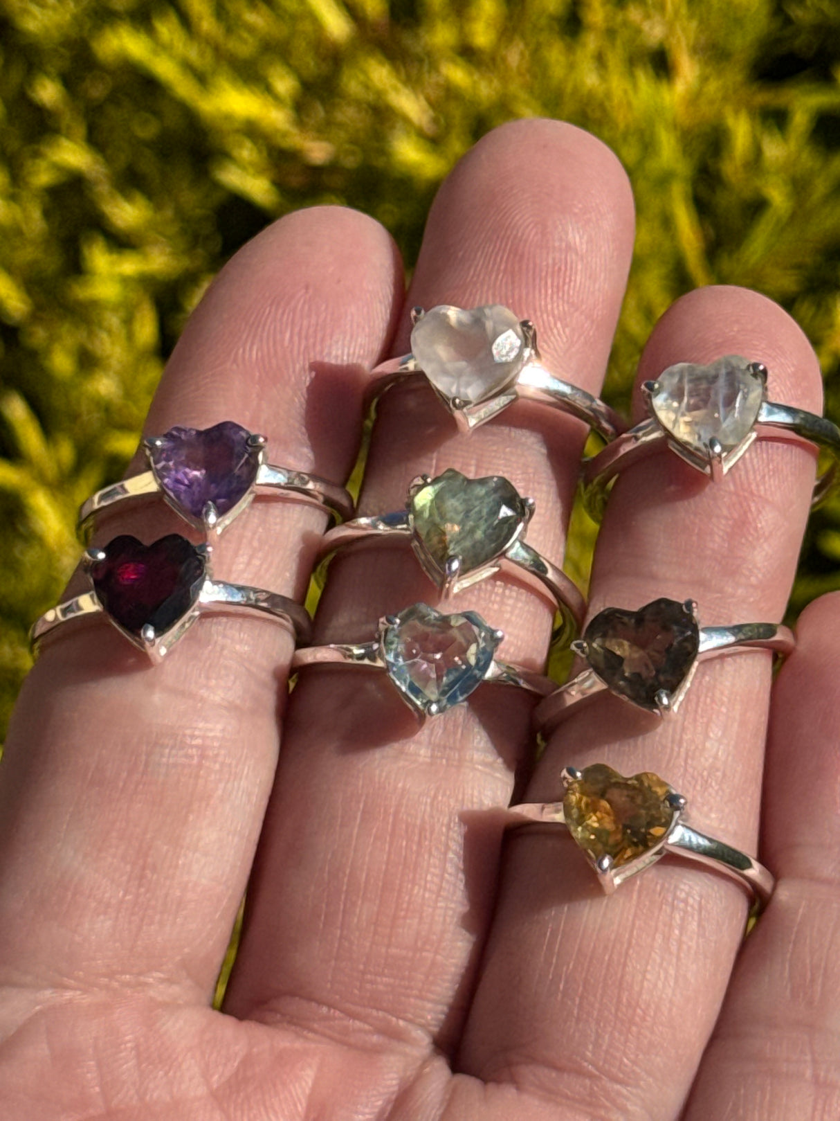 Smoky Quartz Heart Silver Ring Size 9 - “My spirit is deeply grounded in the present moment”.