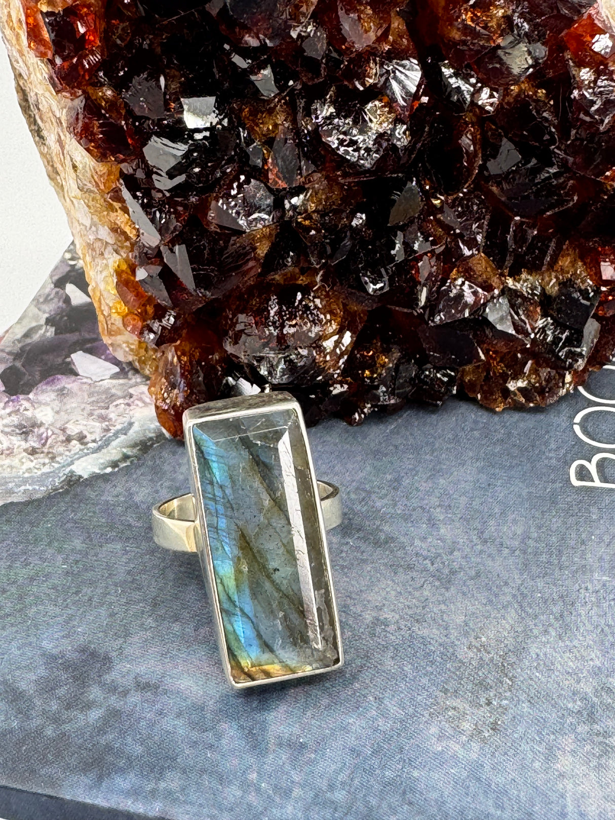 Labradorite Silver Ring Size 8 -  “I welcome change and transformation into my life”.