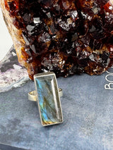 Labradorite Silver Ring Size 8 -  “I welcome change and transformation into my life”.