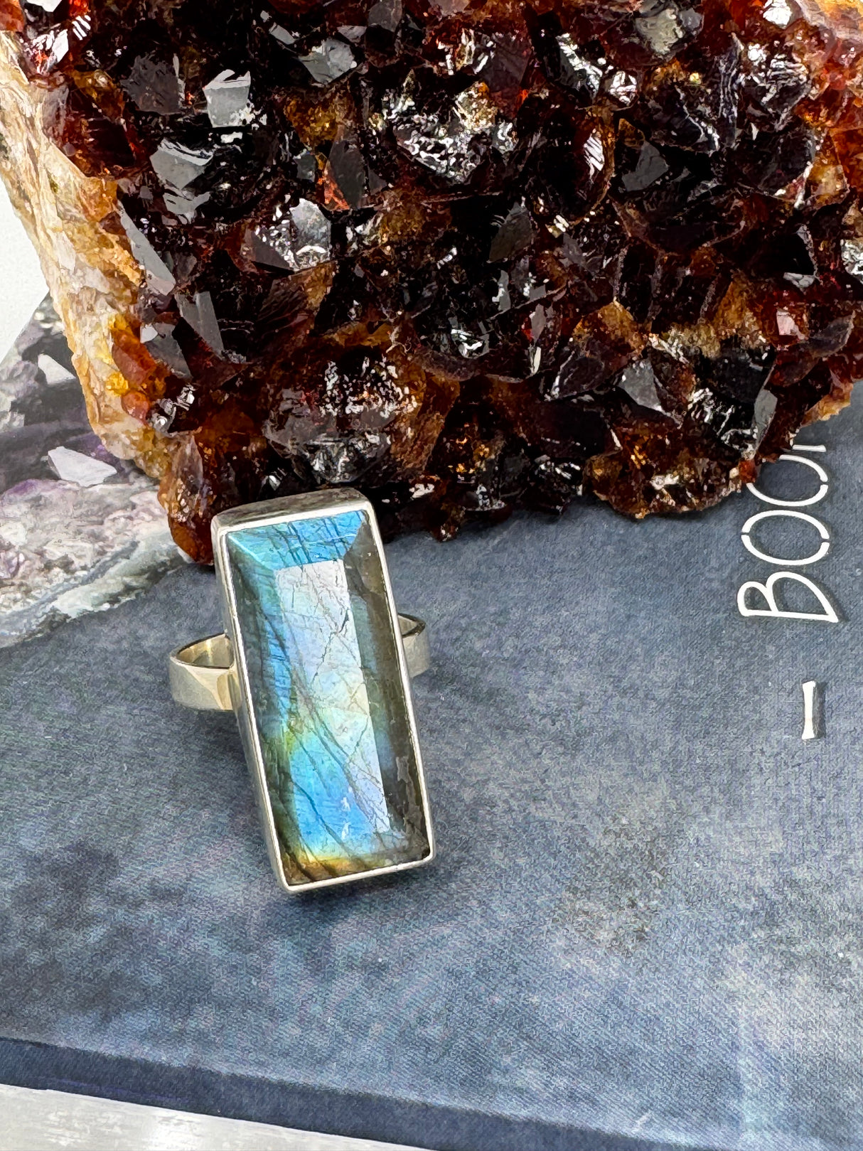 Labradorite Silver Ring Size 8 -  “I welcome change and transformation into my life”.