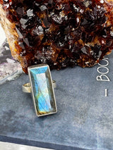 Labradorite Silver Ring Size 8 -  “I welcome change and transformation into my life”.