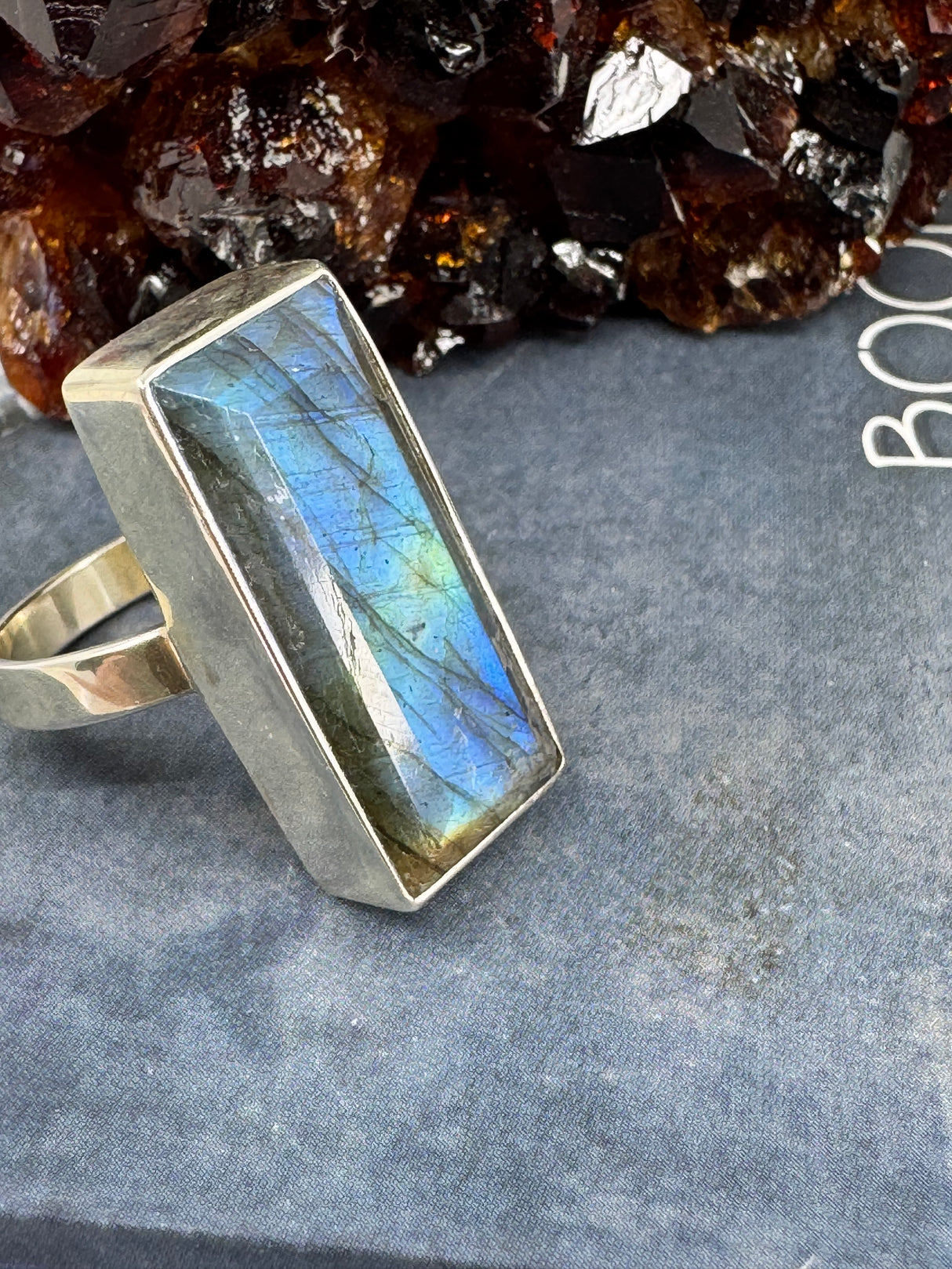 Labradorite Silver Ring Size 8 -  “I welcome change and transformation into my life”.