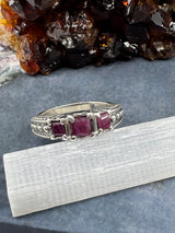 Ruby Silver Ring Size 8 -  "I am fearless and optimistic"