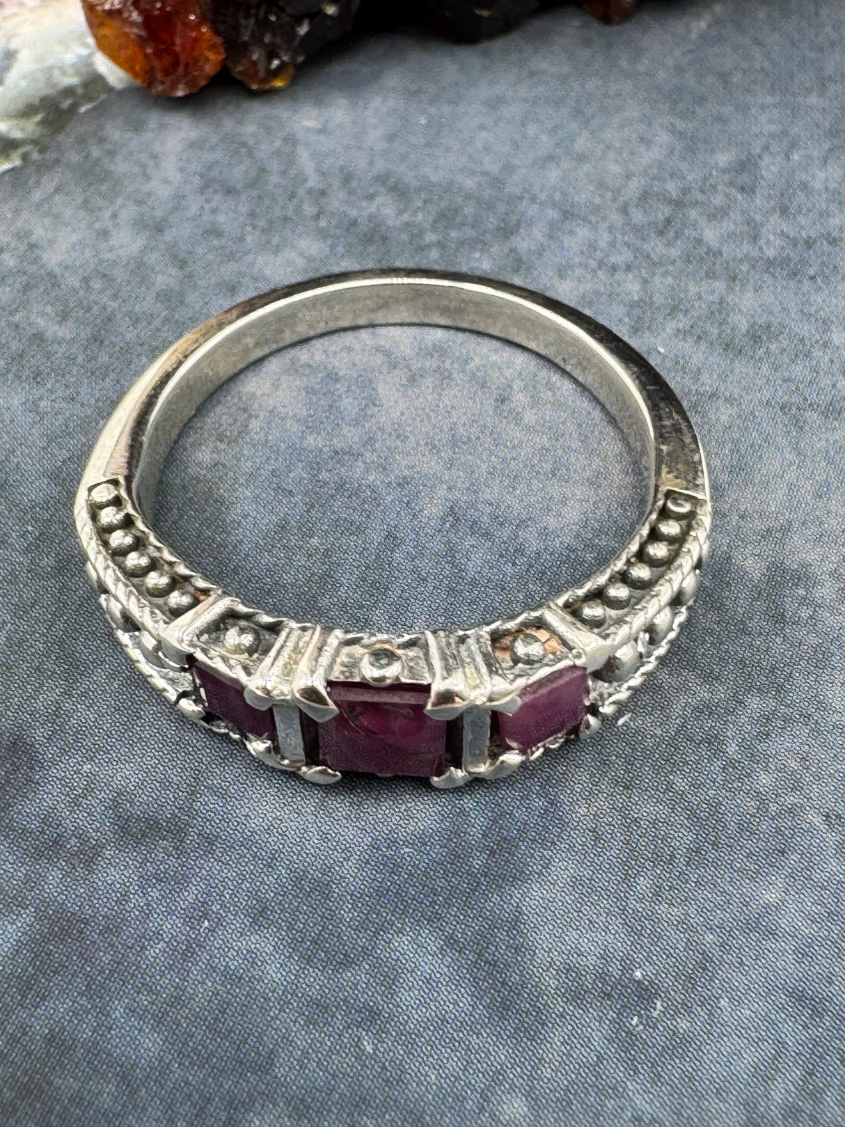Ruby Silver Ring Size 8 -  "I am fearless and optimistic"