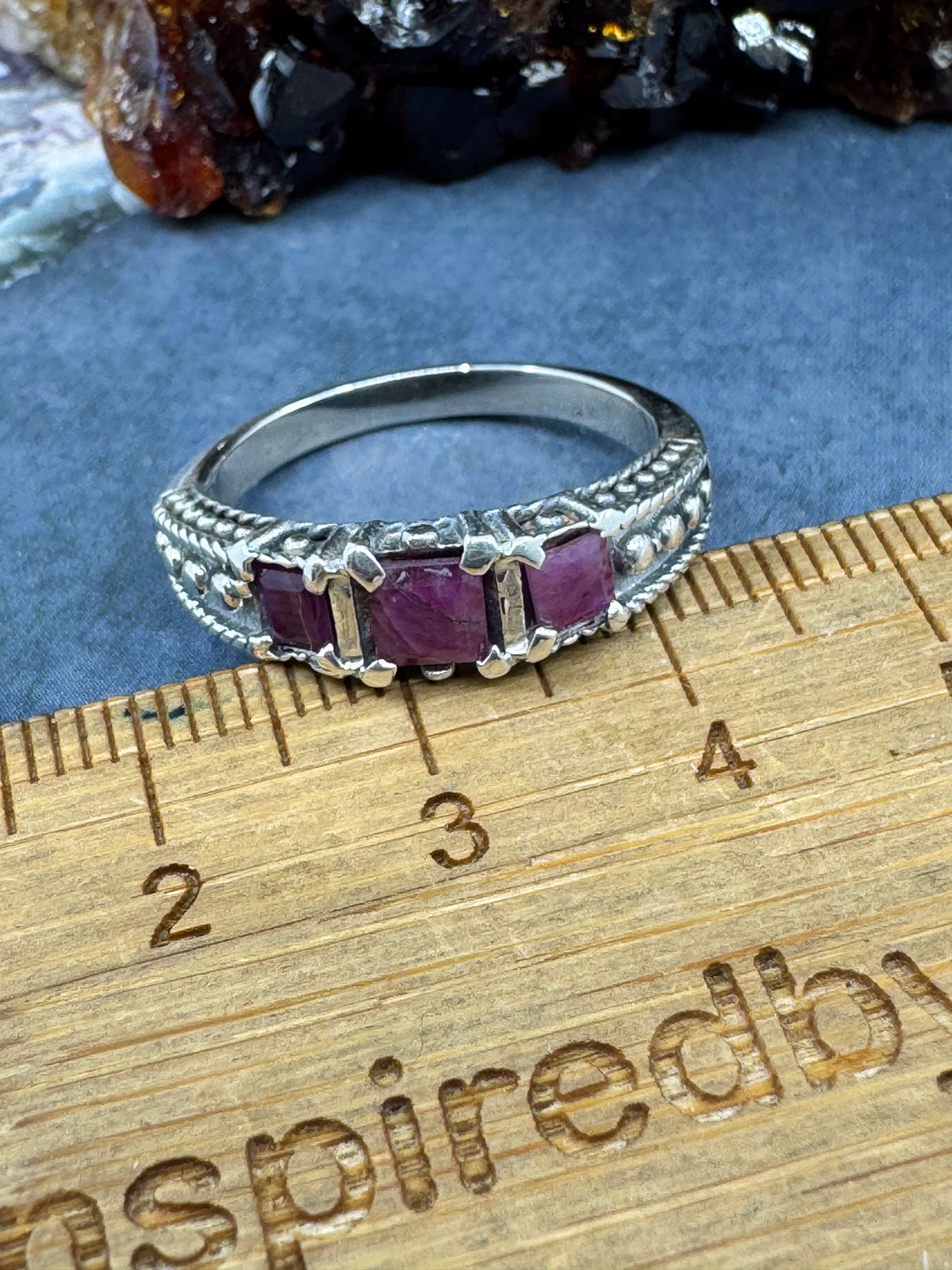 Ruby Silver Ring Size 8 -  "I am fearless and optimistic"