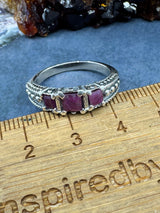 Ruby Silver Ring Size 8 -  "I am fearless and optimistic"