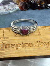 Ruby Silver Ring Size 8 -  "I am fearless and optimistic".