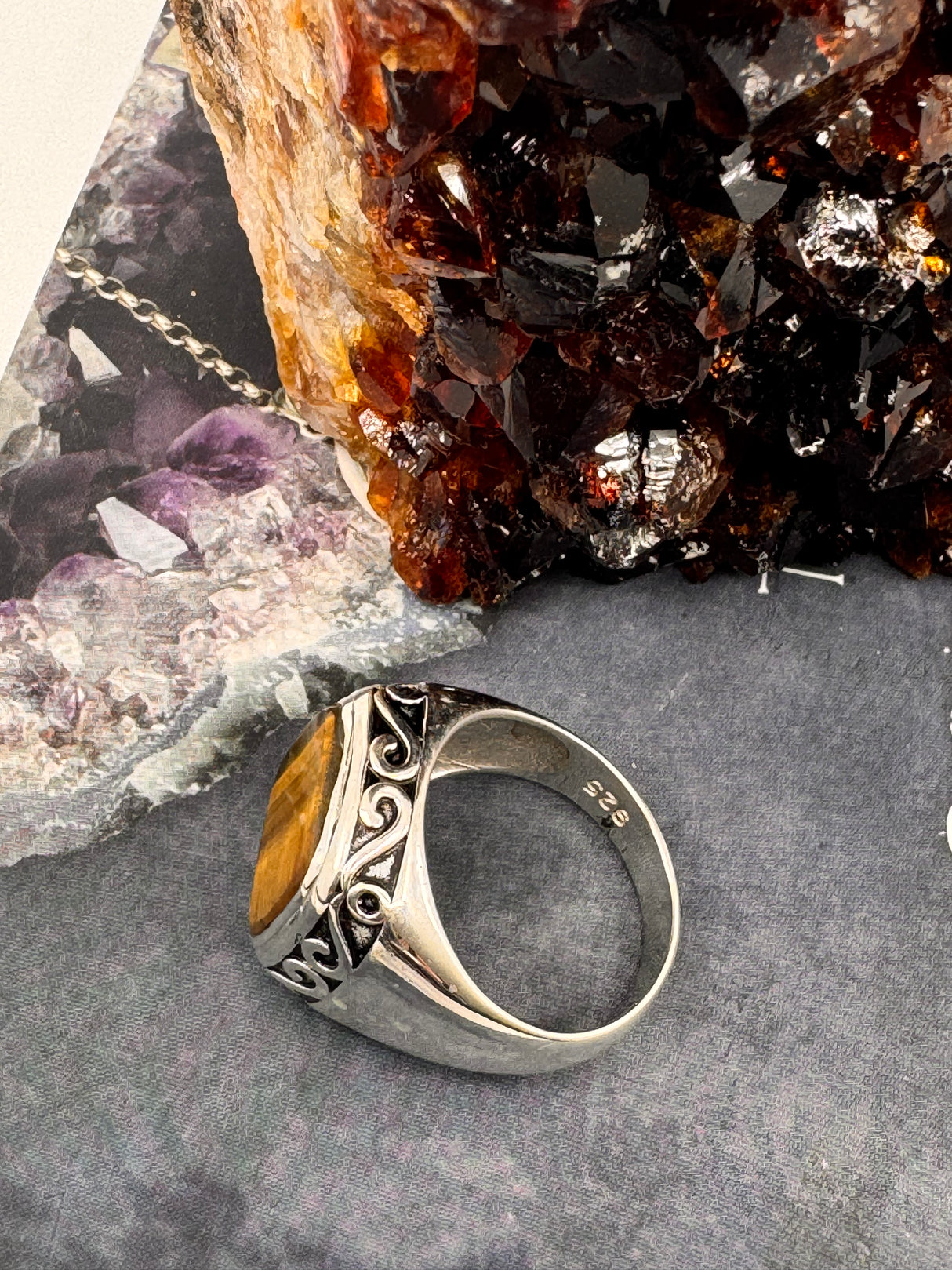 Tiger Eye Mens Ring Size 13 - "I have the strength to overcome challenges and setbacks.
