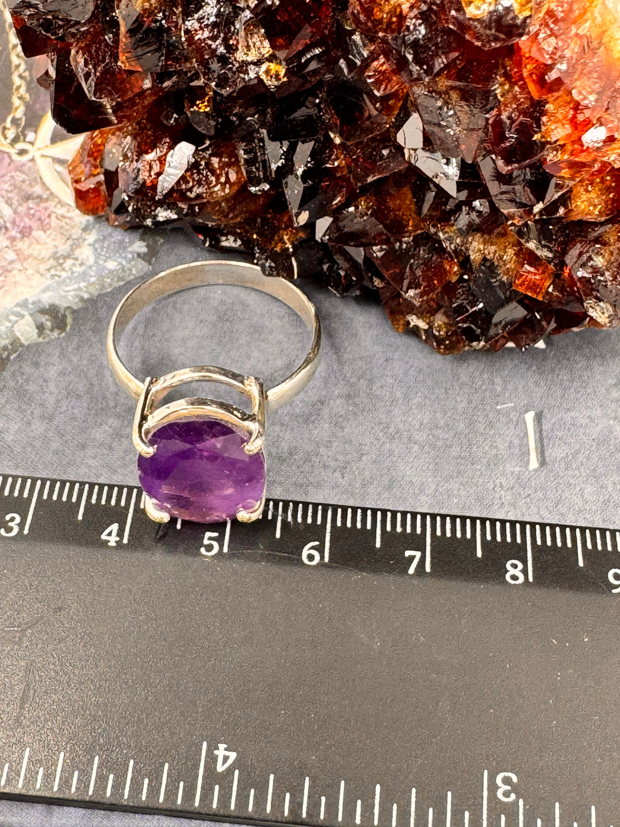 Amethyst Silver Ring Size 11  - “I trust my intuition and allow it to guide me each day”