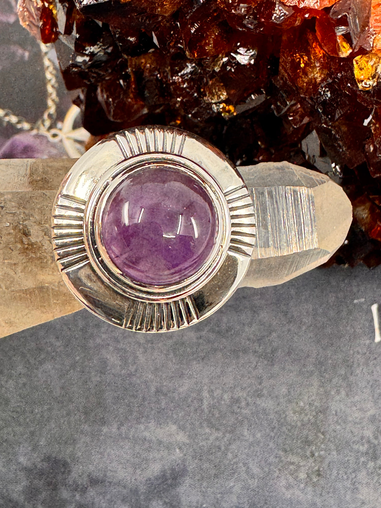 Amethyst Silver Ring Size 11  - “I trust my intuition and allow it to guide me each day”