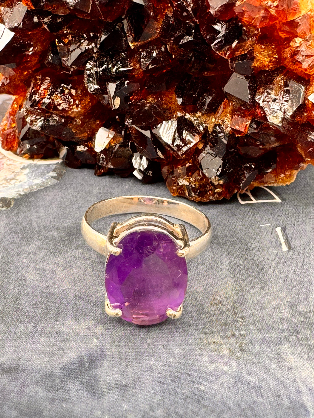 Amethyst Silver Ring Size 11  - “I trust my intuition and allow it to guide me each day”