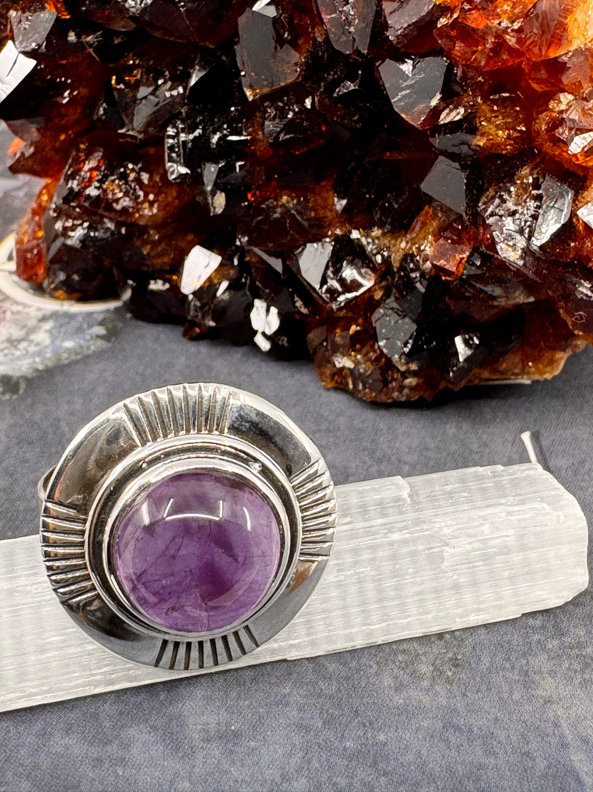 Amethyst Silver Ring Size 11  - “I trust my intuition and allow it to guide me each day”