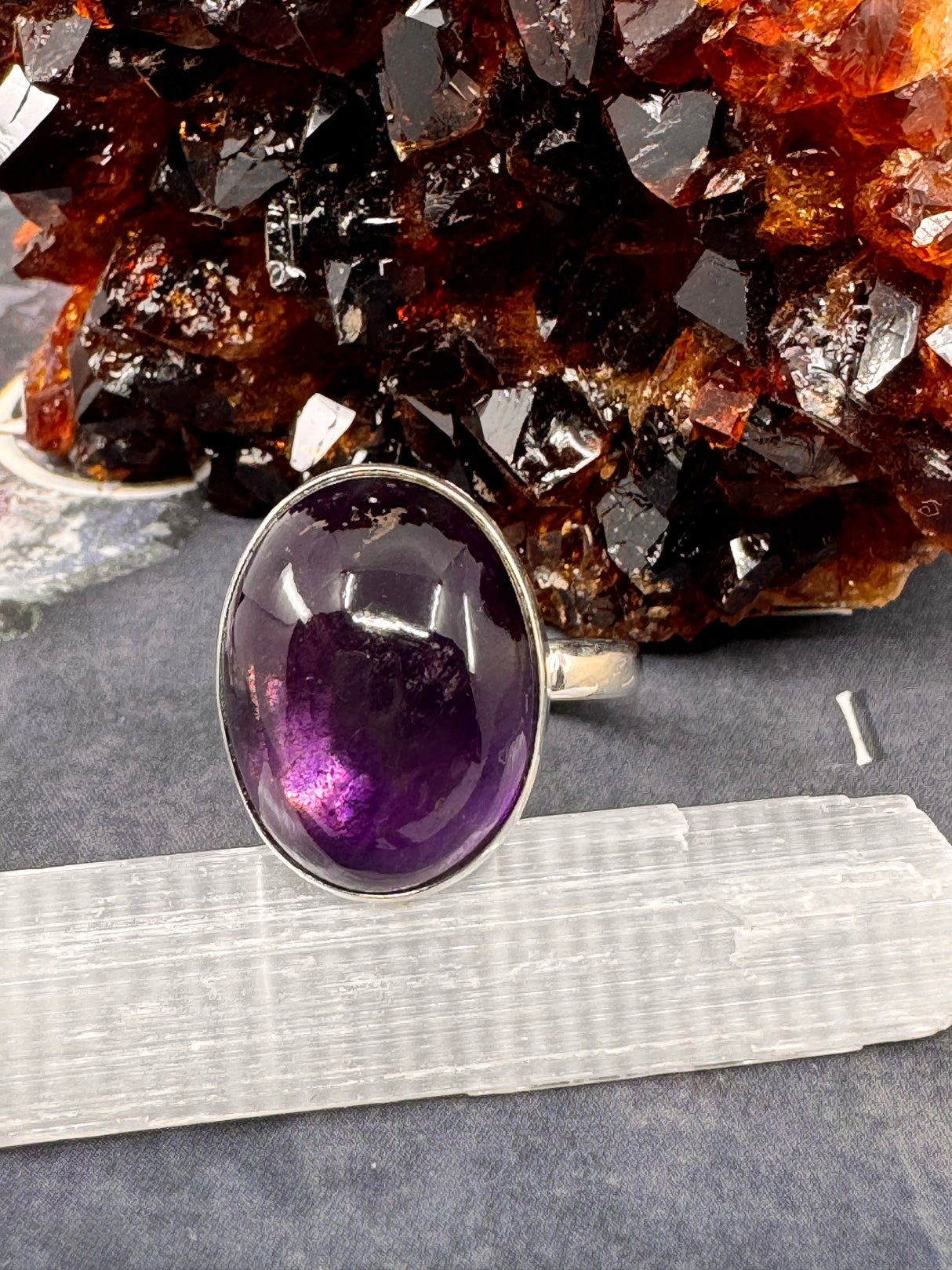 Amethyst Silver Ring Size 11  - “I trust my intuition and allow it to guide me each day”