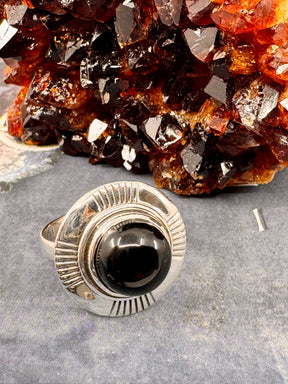 Black Onyx Silver Ring Size 9 -"I am focused and can do anything I set my mind to."